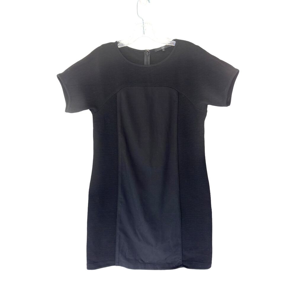 Tibi Black Date Night Ribbed‎ Night Out Happy Hour Sheath Mini Dress Size Medium
